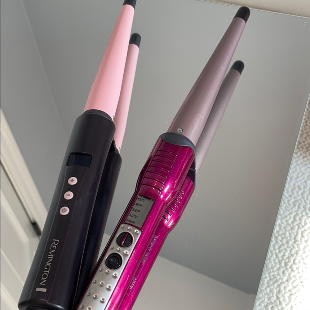 Pink hair styling wands for the perfect curl